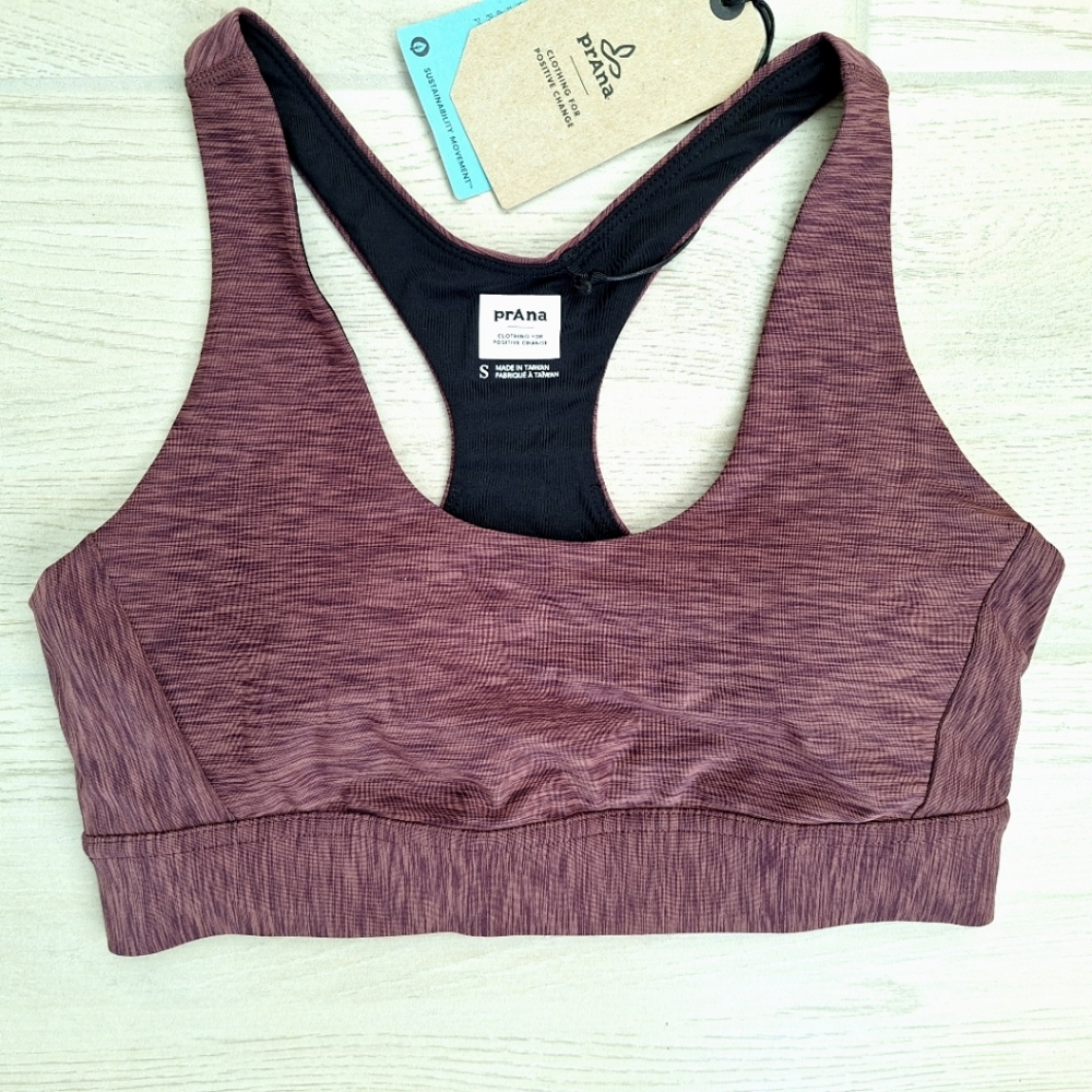 Prana Kimble Brown Heathered Racerback Pullover Sports Bra - Small NWT Wicking